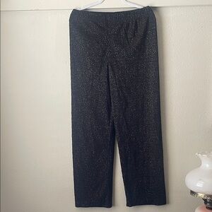 Vintage Joanna black & gold sparkle high waisted ribbed wide leg pants